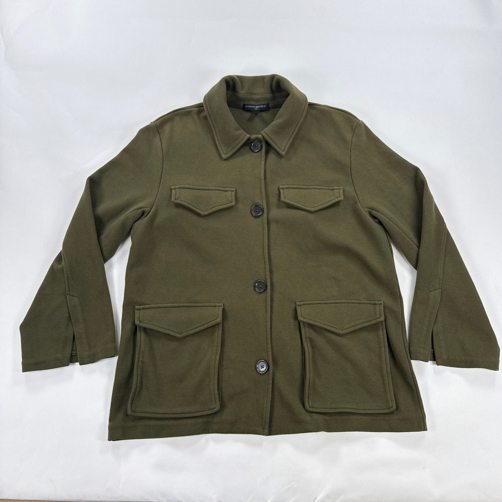 Banana Republic Womens Jacket L Olive Green Utility Chore Coat Workwear